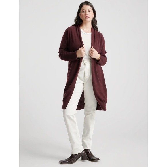 Quince Sweaters - QUINCE Burgundy Mongolian Cashmere Duster Cardigan Sweater NWT Size Medium